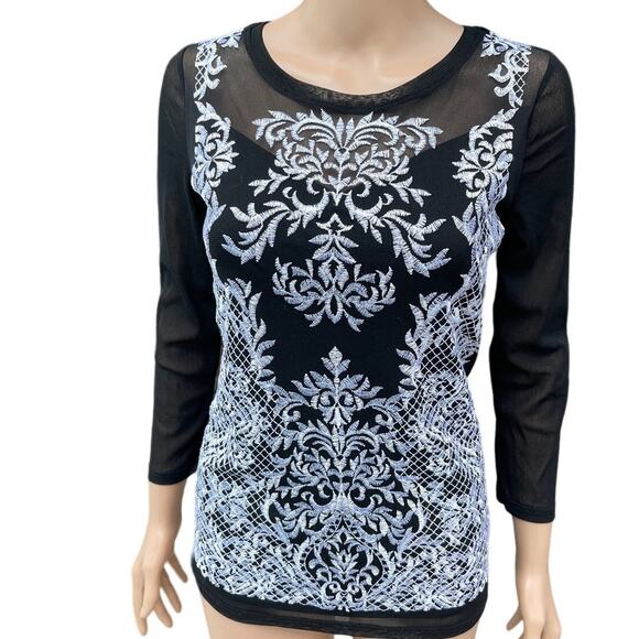 INC International Concepts Knitted Blouse embroidered  Women Sz S Gently used - Picture 1 of 7